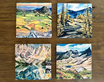 Sandstone Coasters: Set of 4 Washington Mountain set