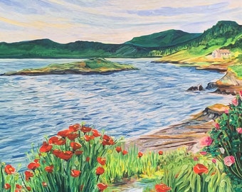 Art Print from Original Oil Painting: Eastsound Overlooking Fishing Bay, Orcas Island, Washington