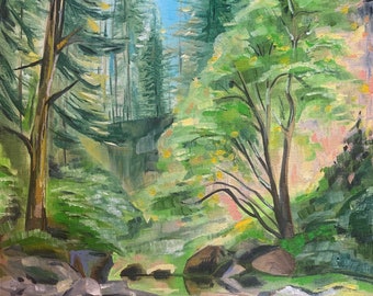 Original Oil Painting on Canvas Panel: Abiqua Falls, Oregon