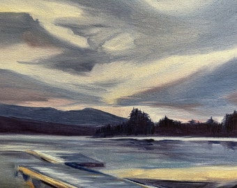 Original Oil Painting: Evening on Estuary, Oregon