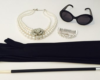 Conjunto de accesorios de Audrey Hepburn para adolescentes y adultos