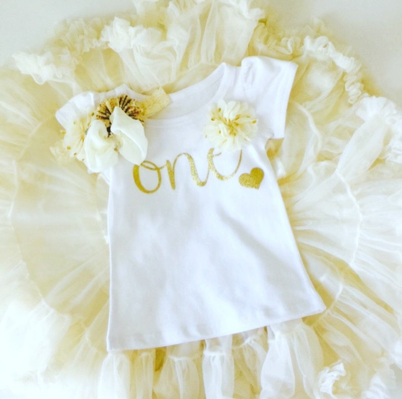 and matching headband or clip 3 Piece Full /& Fluffy Pettiskirt Tutu Birthday Top