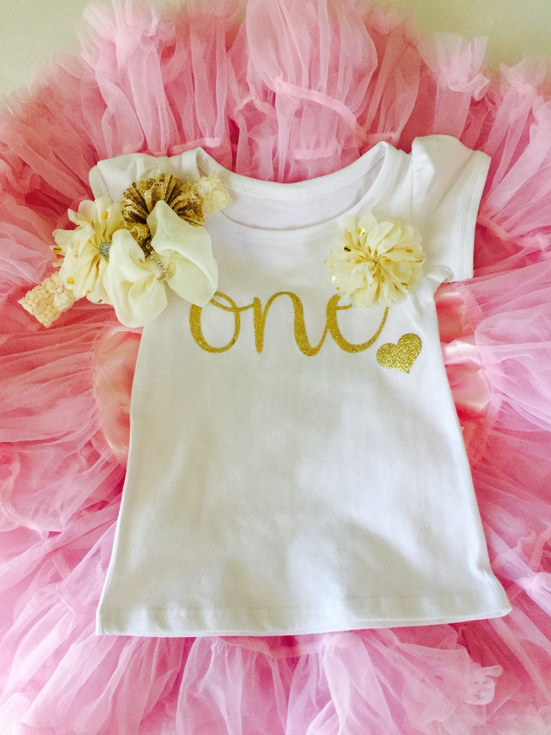 and matching headband or clip 3 Piece Full /& Fluffy Pettiskirt Tutu Birthday Top