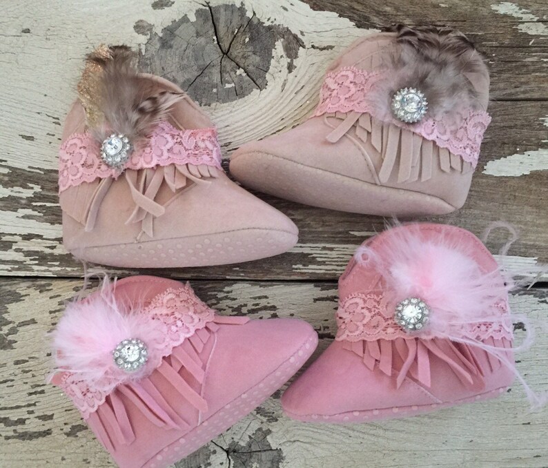 Baby fringe boots and lace boot bracelts/bands your color Etsy