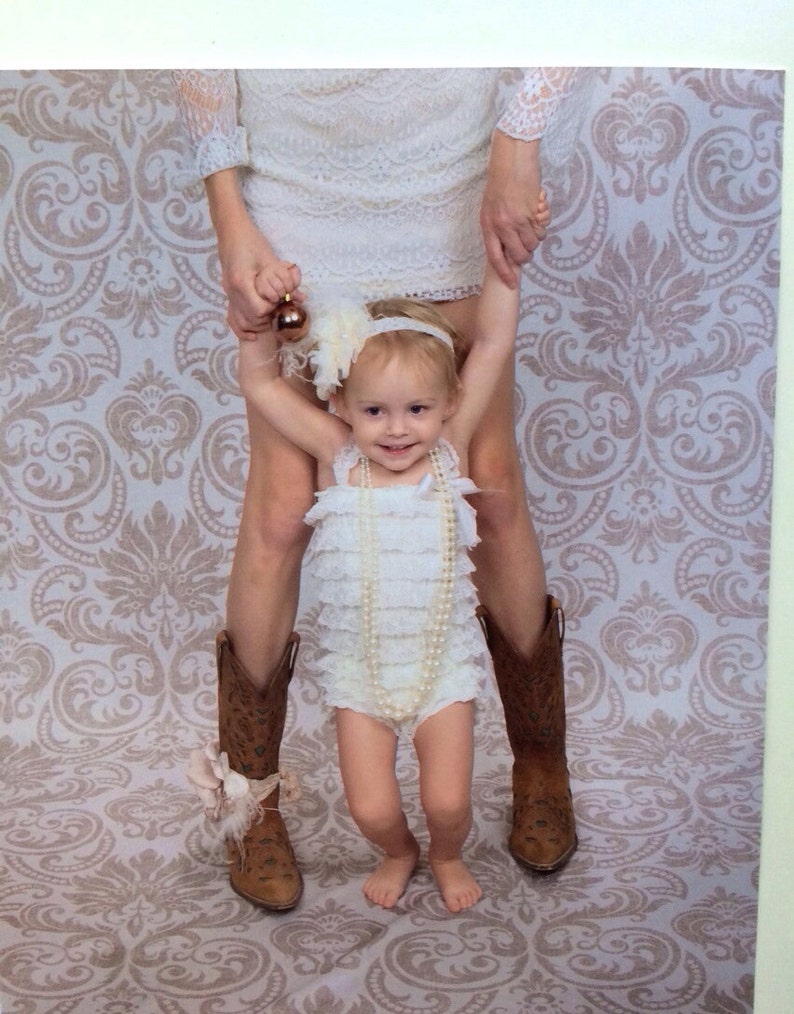 Cream headband Ivory Lace Petti Romper and Sash and Matching Etsy