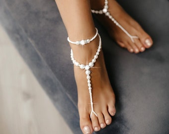 Barefoot Sandals, Anklet, Wedding Foot jewelry, Beach wedding Barefoot Sandal, Bridal Barefoot Sandals, footless sandal, Bridesmaid gift