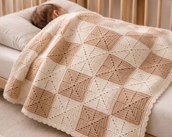 Baby Blanket Crochet Pattern, PDF Instruction, Crochet Plaid Pattern, Granny Square Blanket