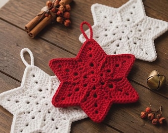 Christmas Star crochet pattern, Christmas Hanging decoration crochet pattern, Christmas Decor crochet pattern, Christmas ornament pattern