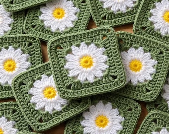 Granny Square Pattern, Crochet Motif Pattern, Crochet Flower, Easy Crochet Motif, Crochet Coaster, Crochet Sunflower, PDF Instant Download