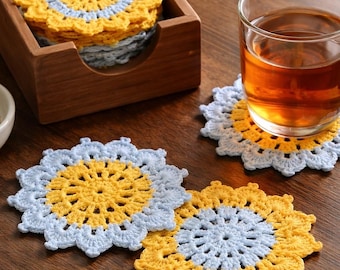 Crochet Coaster Pattern, Crohet motif, Crochet Flower, Granny Square, Easy crochet tutorial