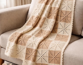 Blanket Crochet Pattern, PDF Instruction, Crochet Plaid Pattern
