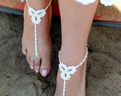 Crochet Ivory Barefoot Sandals, Foot jewelry, Bridesmaid gift, Barefoot sandles, Beach, Anklet, Wedding shoes, Beach Wedding, Summer shoes