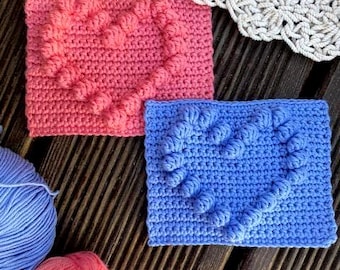 Granny Square Pattern, Crochet Pattern, Crochet Heart, Crochet Motif, Crochet Blanket Pattern, Easy Crochet Motif, PDF Instant Download