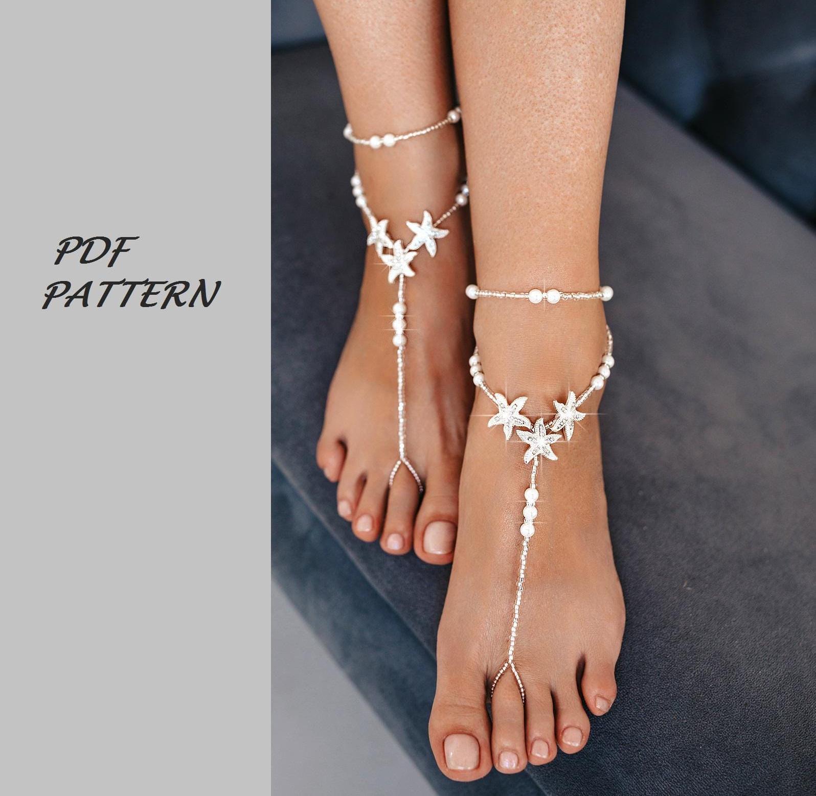 PDF PATTERN. PDF Pattern for Barefoot Sandals, Anklet, Wedding Foot ...
