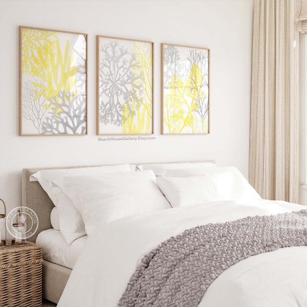 Yellow Gray Wall Art Etsy