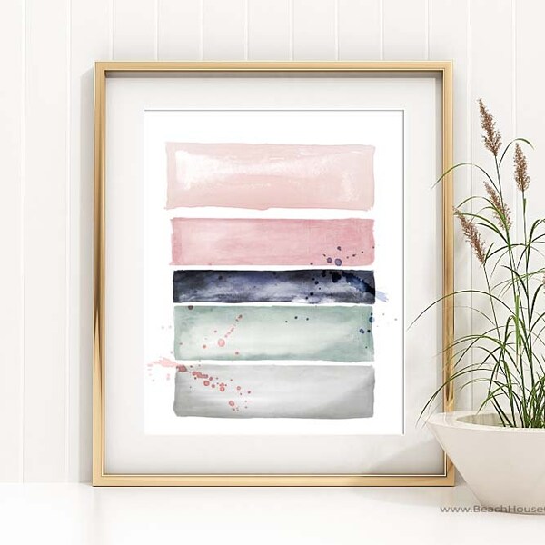 Navy and Blush Wall Art Etsy