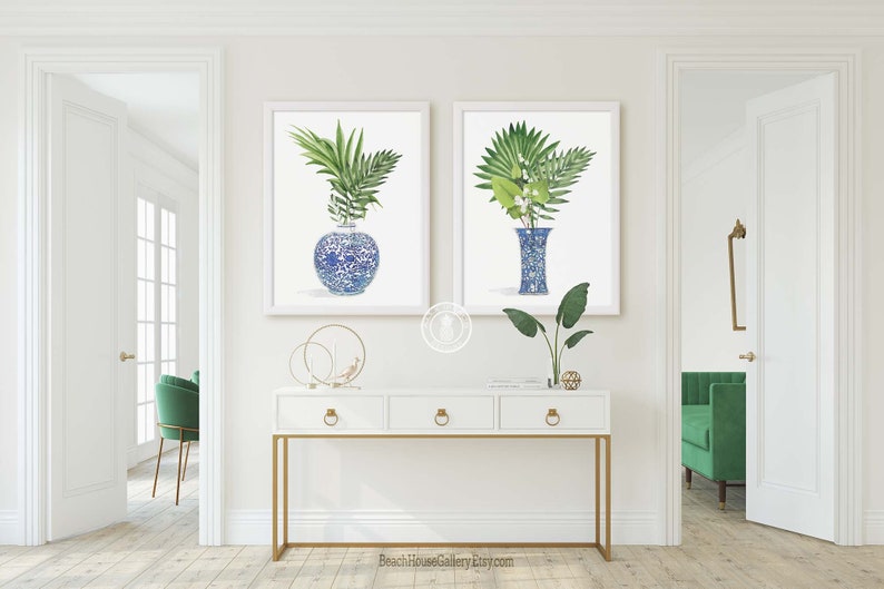 Chinoiserie Plant Art Formal Living Room Art Southern Decor - Etsy