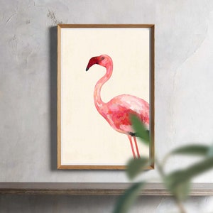 Coastal Bird Print Set of 4, Flamingo Heron Wall Art, Florida Beach House Decor image 9