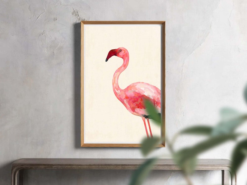 Coastal Bird Print Set of 4, Flamingo Heron Wall Art, Florida Beach House Decor image 9