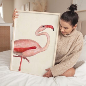 Coastal Bird Print Set of 4, Flamingo Heron Wall Art, Florida Beach House Decor image 4