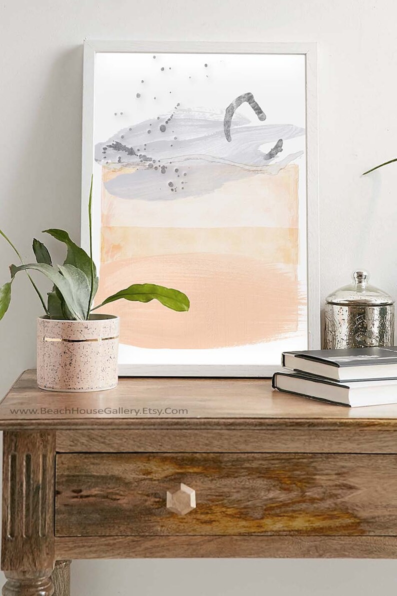 Peach And Gray Art Apricot Wall Art Cream Bedroom Art Peach And Grey Painting Gender Neutral Nursery Peach Wall Art Apricot Wall Art