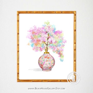 Floral Ginger Jar Print: Grandmillennial Chinoiserie Wall Art