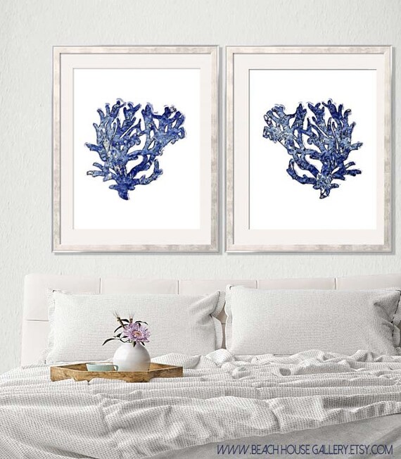 Coral Art Blue Coral Print Blue Wall Art Coral Wall Art Sea Coral Prints Coral Wall Art Coral Print Chinoiserie Blue Coral Prints