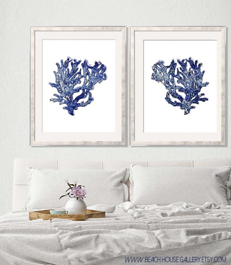 Coral Art Blue Coral Print Blue Wall Art Coral Wall Art Etsy