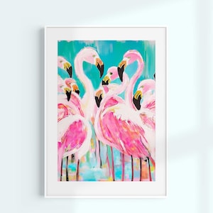 Flamingo Print: Pink Tropical Bird Wall Art, Coastal Nursery Decor