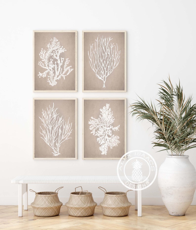 Neutral Beach House Wall Art Taupe Bedroom Art Coastal Etsy