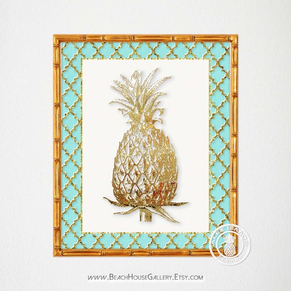 Mint Gold Art, Golden Pineapple Wall Art, Pineapple Print, Pineapple Decor, Mint Gold Decor, Golden Pineapple,Tropical Pineapple, Mint Gold