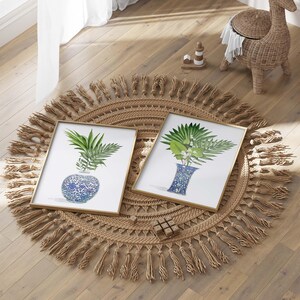 Chinoiserie Plant Art Print: Blue White Ginger Jar, Tropical Palm Bild 12