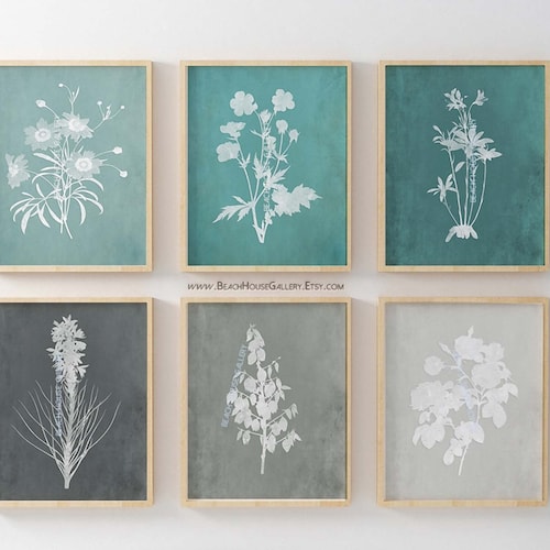 Gray Brown Living Room Art Greige Wall Art Neutral Botanical Etsy