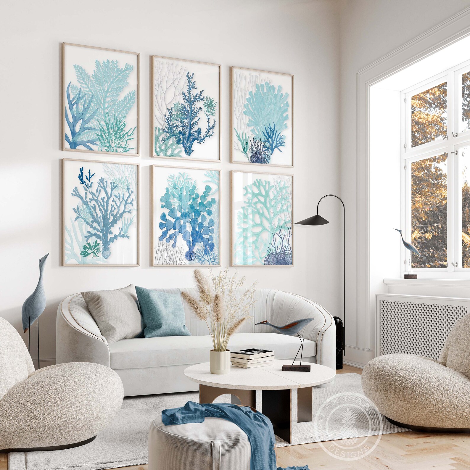 Teal and Blue Wall Art Beach House Gallery Coastal Living Etsy