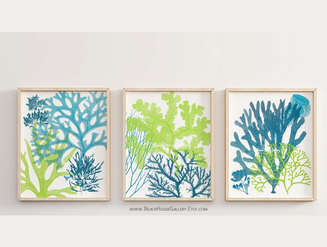 Blue and Green Wall Art Lime Green Wall Art Gender Neutral Etsy