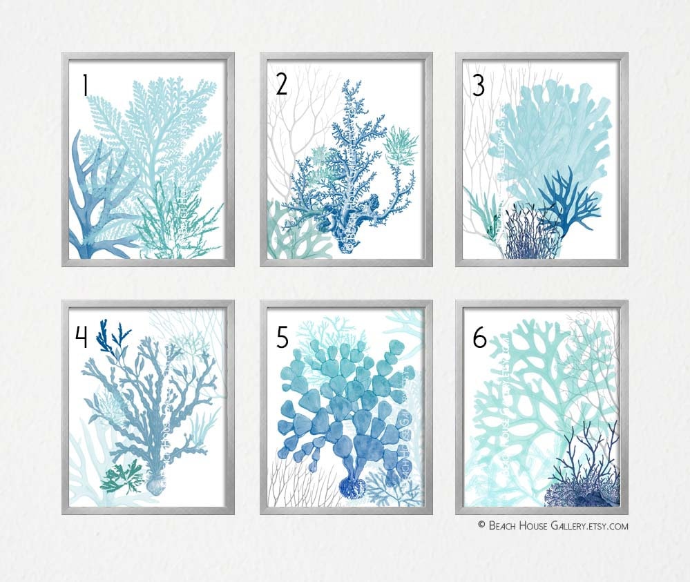 Teal and Blue Wall Art Beach House Gallery Coastal Living Etsy