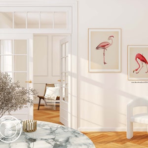 Flamingo Prints Set: Chinoiserie Chic, Tropical Wall Art image 5