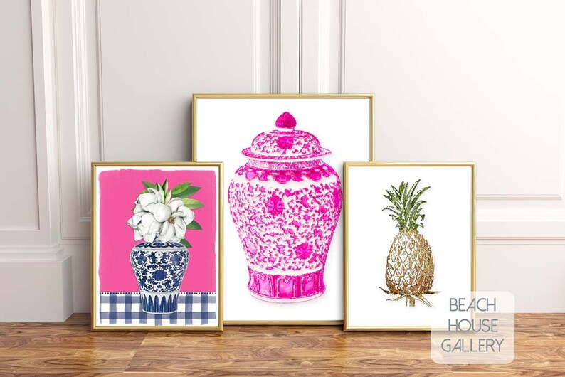 Chinoiserie Kitchen Art Blue White Kitchen Wall art Beach Etsy