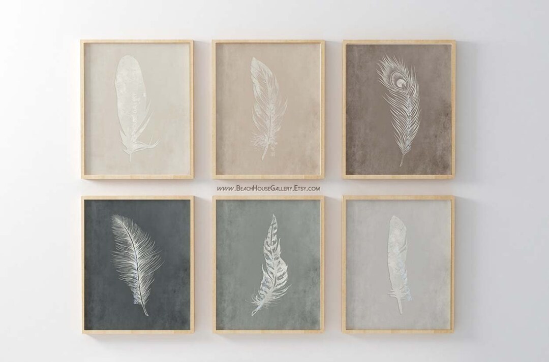 Feathers Wall Art Bohemian Bedroom Art Nature Prints Boho - Etsy