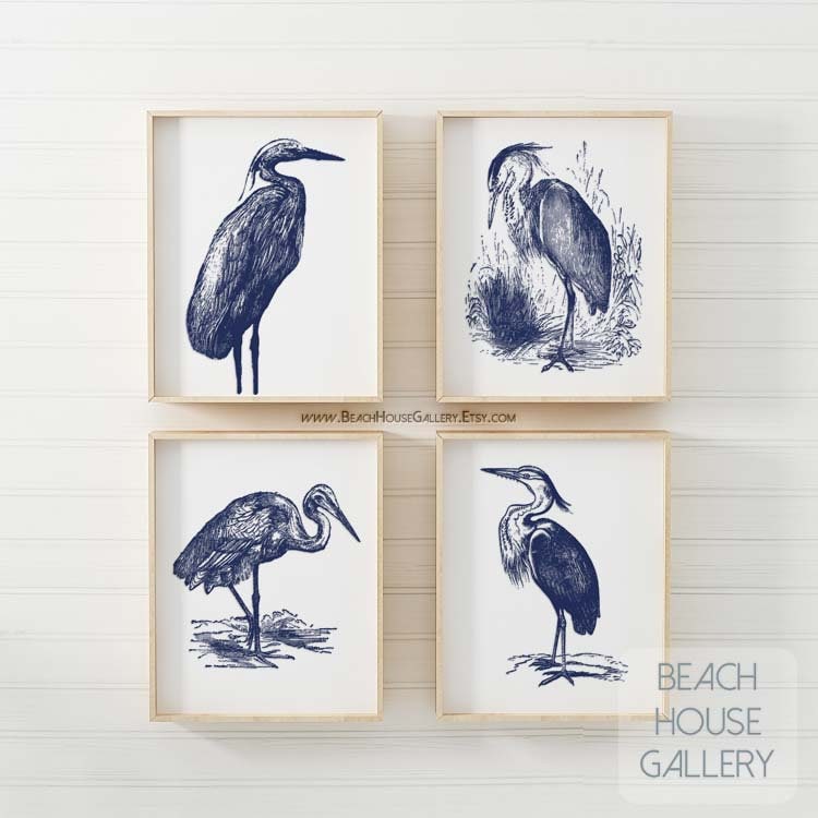 Prints Digital Prints Art & Collectibles Ocean Theme Nursery Blue Heron