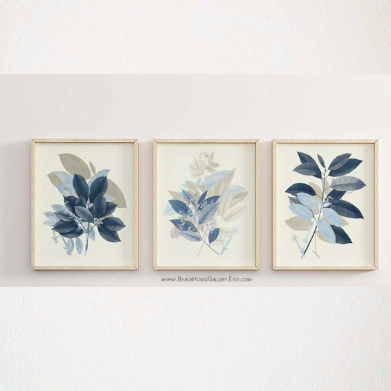 Eucalyptus Botanical Prints Watercolor Modern Farmhouse Decor Set of 3-8x10 Blue Wall Art Unframed