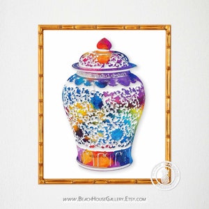 Chinoiserie, Blue White, Blue White Decor, Blue White Wall Art, Blue Vase Print, Chinese Pottery Print, Asian Vase Print, Tropical Decor