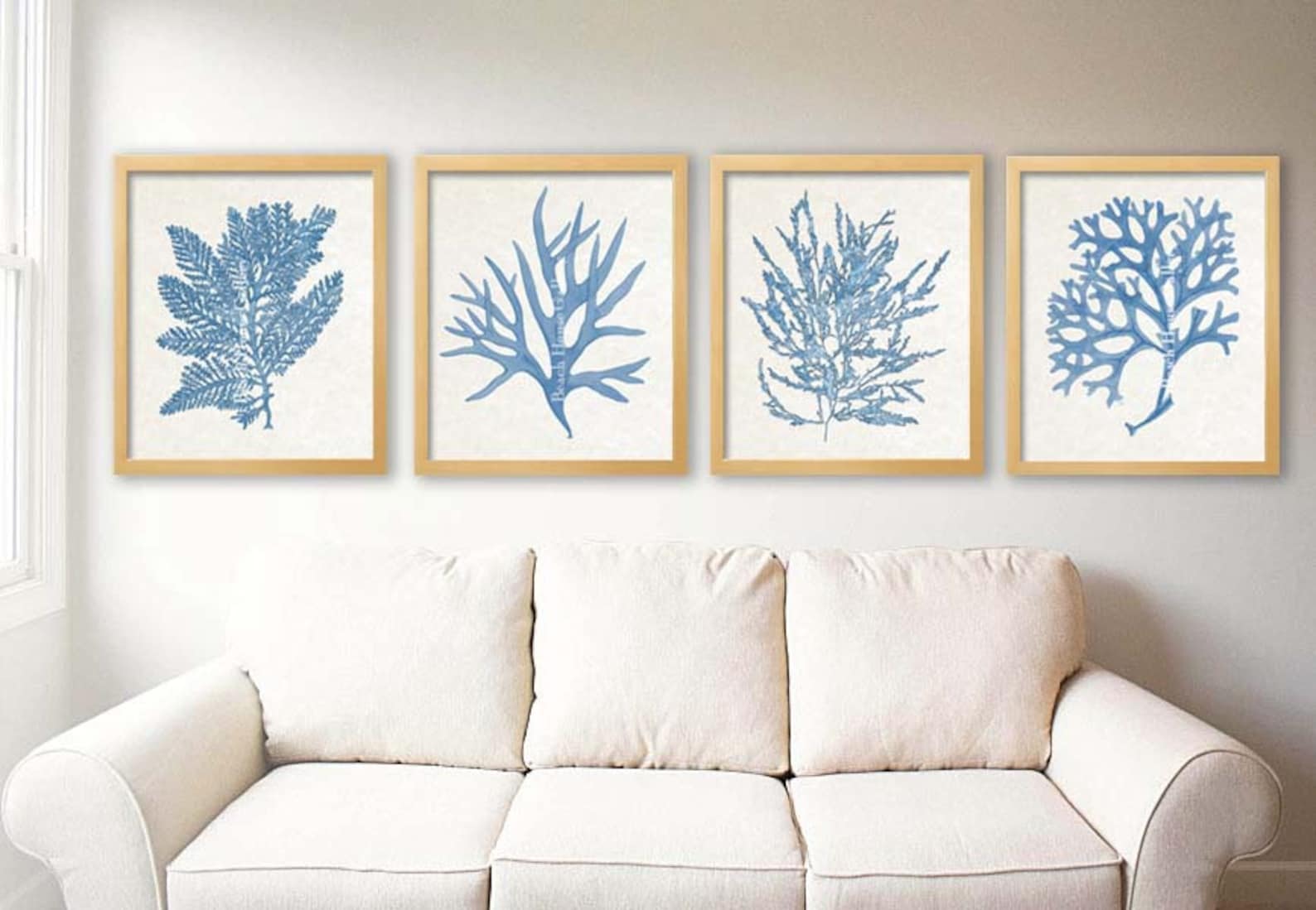 Blue and Cream Living Room Art Blue Beige Wall Art Denim Etsy