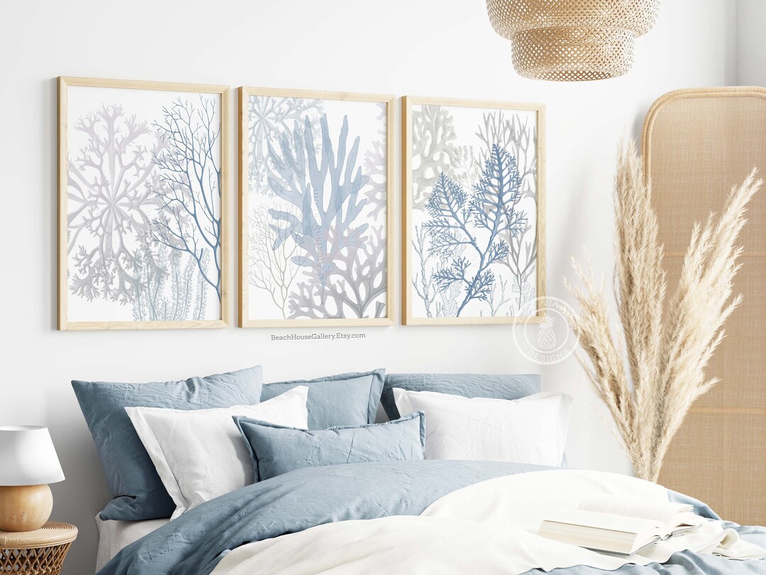 Denim Blue and Gray Wall Art, California Coastal Decor, Nautical