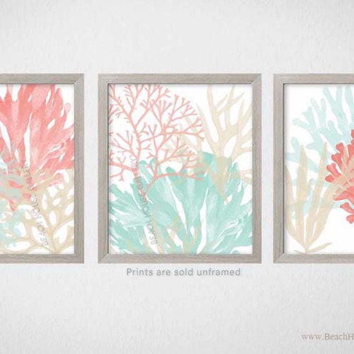 Teal and Blue Wall Art Beach House Gallery Coastal Living Etsy