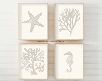 Revere Pewter Wall Art, Cream Wall Art, Beige Art, Greige Decor, Gray Coral Print, Greige Wall Art, Taupe Art, Warm Gray Art, Bathroom Art