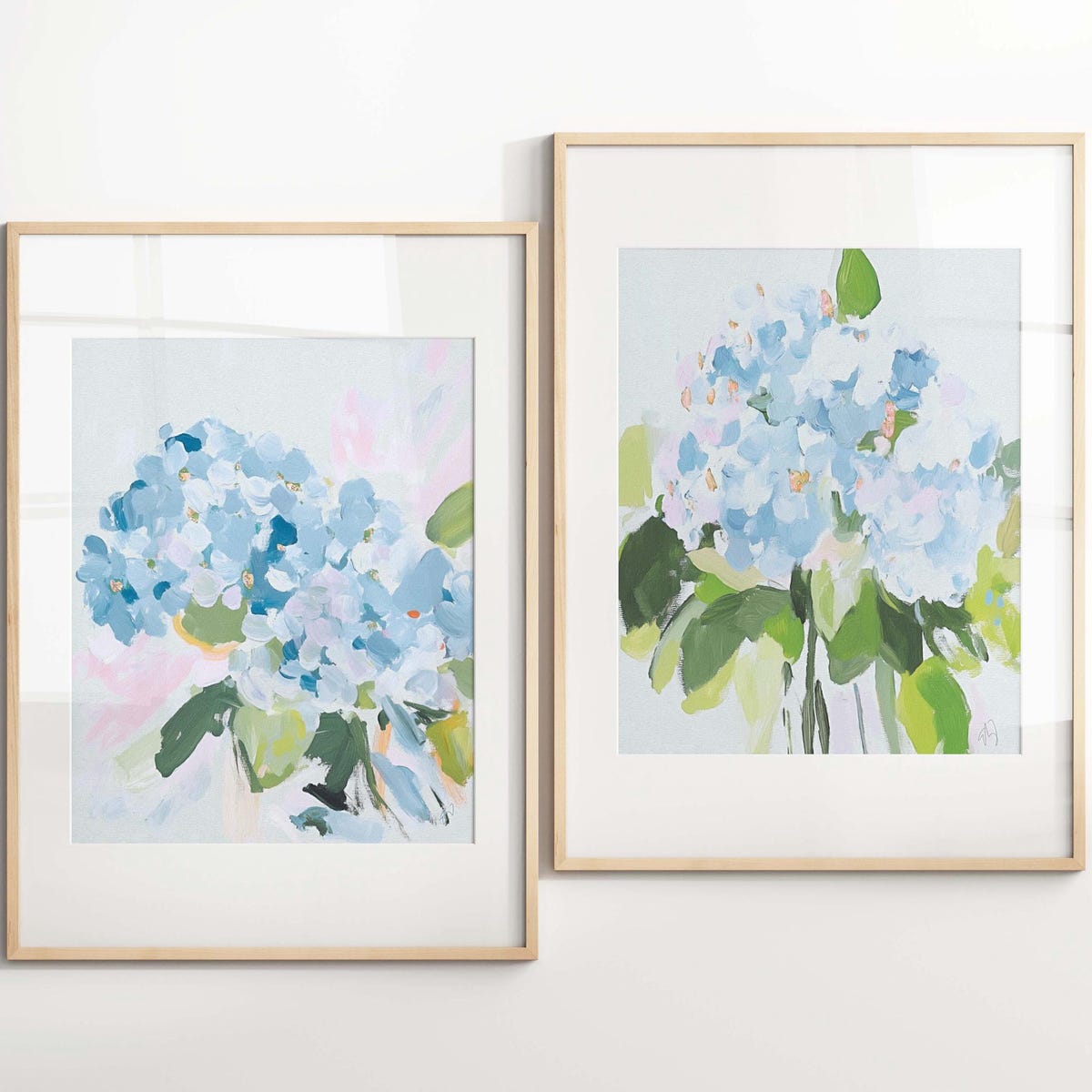 Blue Hydrangea Print Set of 2 – Abstract Floral Wall Art – Blue Flower Paintings – Hydrangea Wall Decor – Botanical Art Prints - Etsy