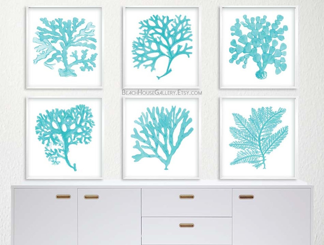 Coral Print, Coral Prints Set of 6, Coral Wall Art, Set of Six Prints