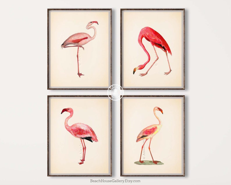 Flamingo Prints Set: Chinoiserie Chic, Tropical Wall Art image 8