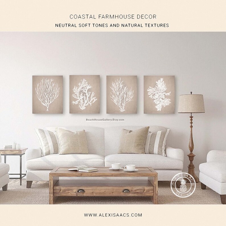 Neutral Beach House Wall Art Taupe Bedroom Art Coastal Etsy